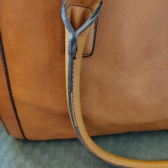 👜 Vintage Merona Cognac Vegan Leather Tote Bag - Picture 10 of 11